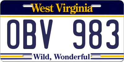 WV license plate OBV983