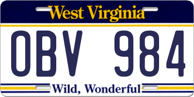 WV license plate OBV984