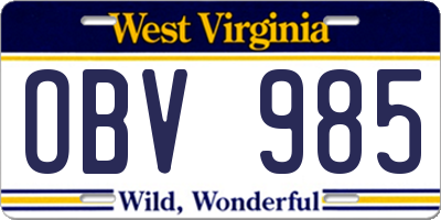 WV license plate OBV985