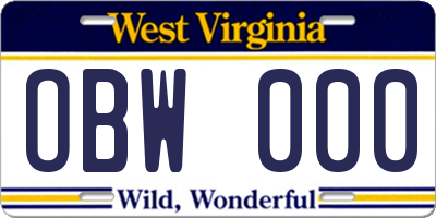 WV license plate OBW000