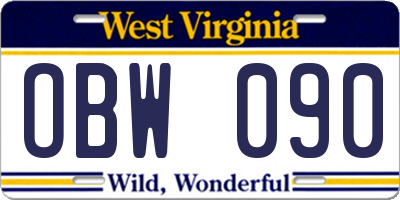 WV license plate OBW090