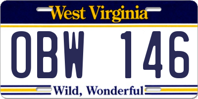 WV license plate OBW146