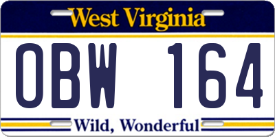 WV license plate OBW164