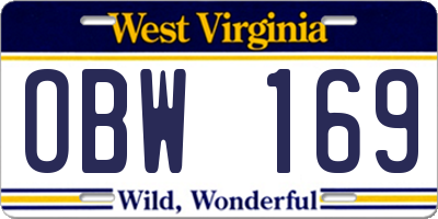 WV license plate OBW169