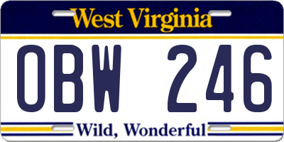 WV license plate OBW246
