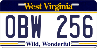 WV license plate OBW256