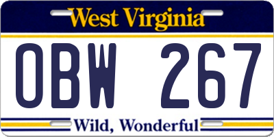 WV license plate OBW267