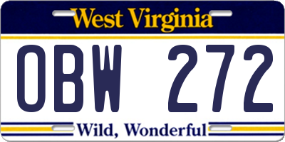 WV license plate OBW272