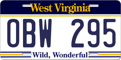 WV license plate OBW295