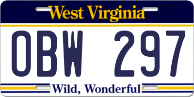 WV license plate OBW297