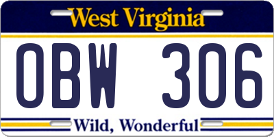 WV license plate OBW306