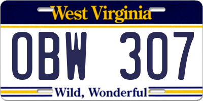 WV license plate OBW307