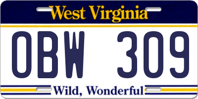 WV license plate OBW309