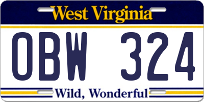 WV license plate OBW324