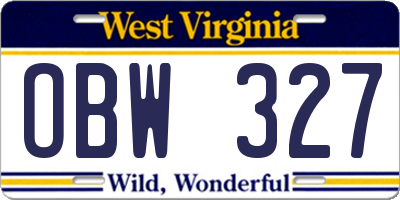 WV license plate OBW327