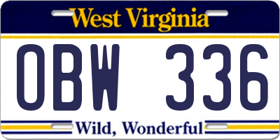 WV license plate OBW336