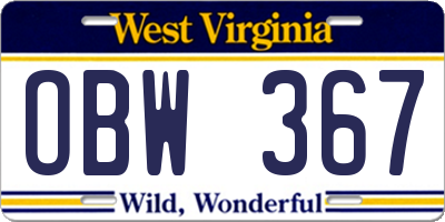 WV license plate OBW367