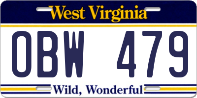 WV license plate OBW479
