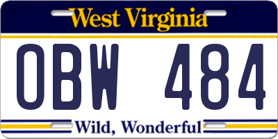 WV license plate OBW484