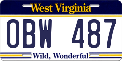 WV license plate OBW487