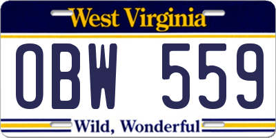 WV license plate OBW559