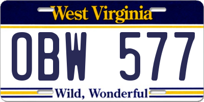 WV license plate OBW577