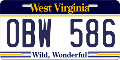 WV license plate OBW586