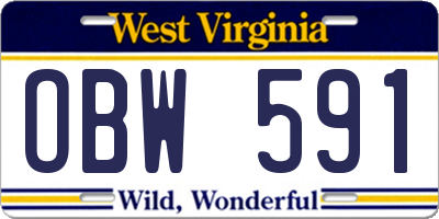 WV license plate OBW591