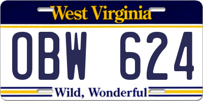 WV license plate OBW624