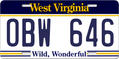 WV license plate OBW646