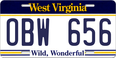 WV license plate OBW656