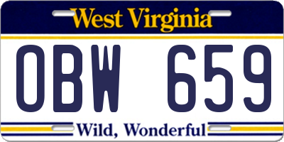 WV license plate OBW659