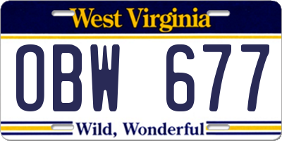 WV license plate OBW677