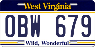 WV license plate OBW679