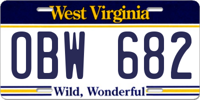 WV license plate OBW682