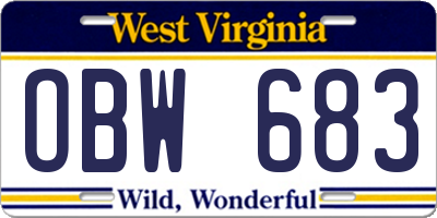 WV license plate OBW683