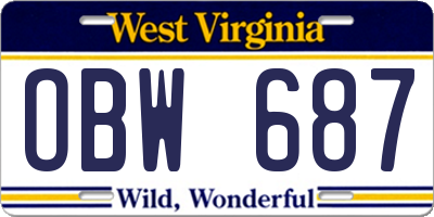 WV license plate OBW687