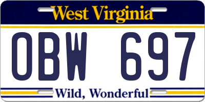 WV license plate OBW697
