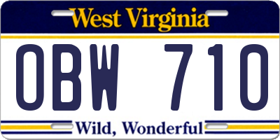WV license plate OBW710