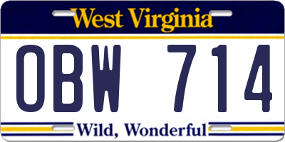 WV license plate OBW714