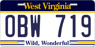 WV license plate OBW719