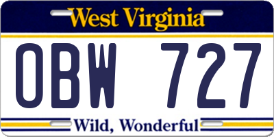 WV license plate OBW727