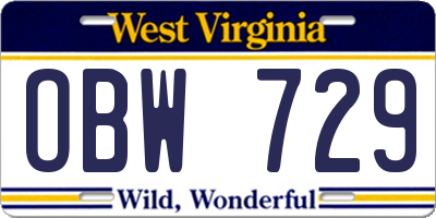WV license plate OBW729