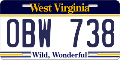 WV license plate OBW738