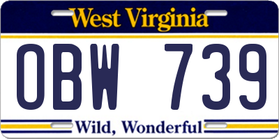 WV license plate OBW739