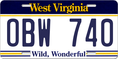 WV license plate OBW740