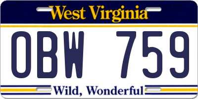 WV license plate OBW759