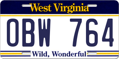 WV license plate OBW764