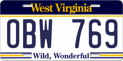 WV license plate OBW769