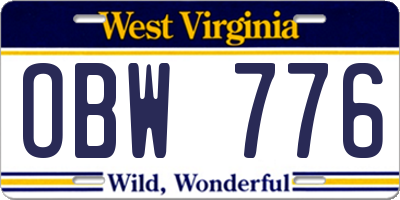 WV license plate OBW776